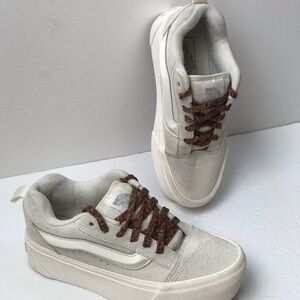 VANS Knu School Stack Platform Unisex Sneakers Gray & White Women size 6 Men 4.5